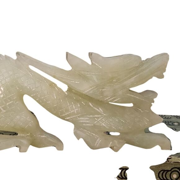 Vintage Jade Jadeite Dragon 5 in Long Green Decorative Figurine Chinese Celadon - Picture 3 of 11